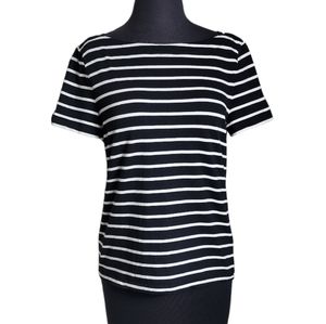 Kate Spade broome street short sleeve black white stripe top size large